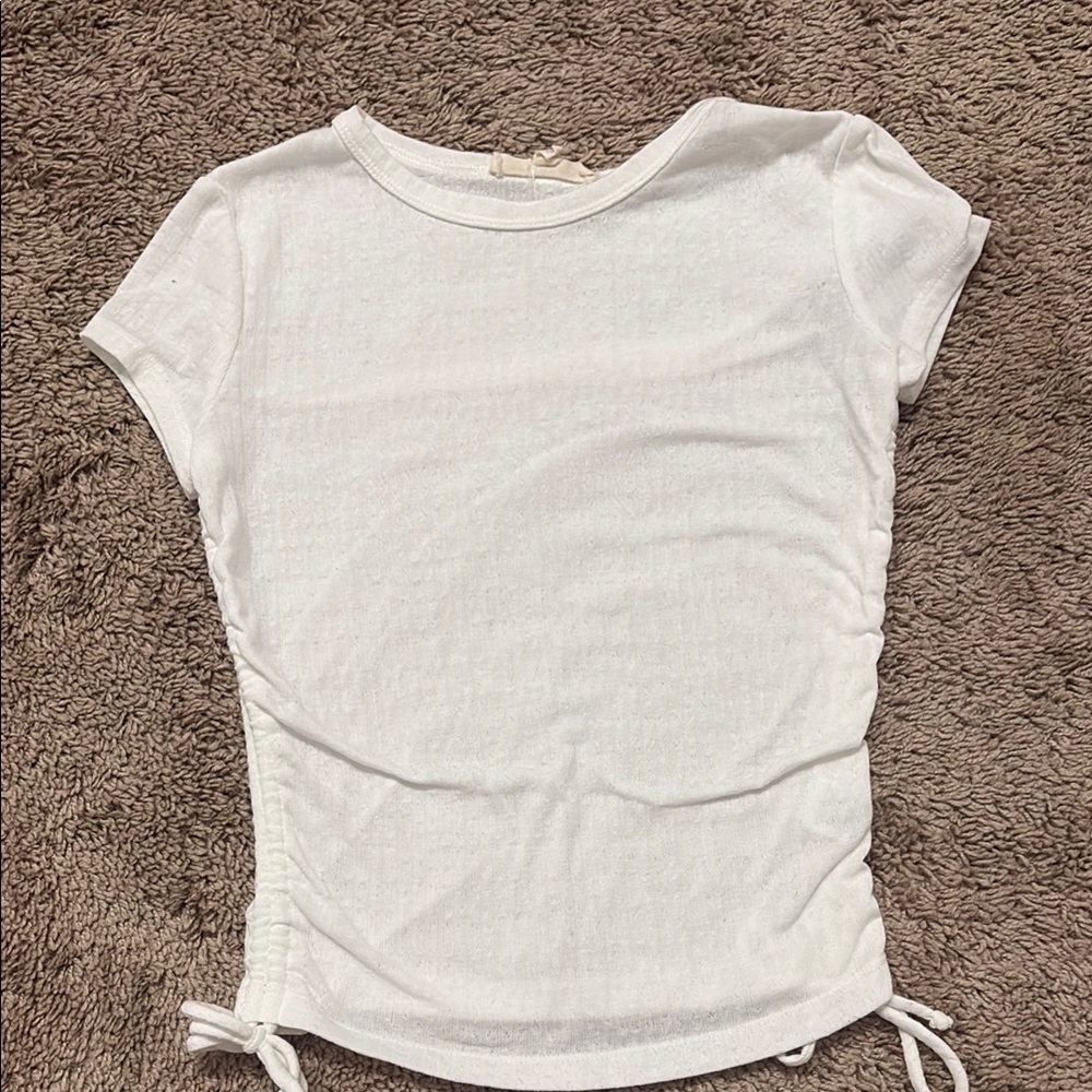 White Ruched Side Women’s Top